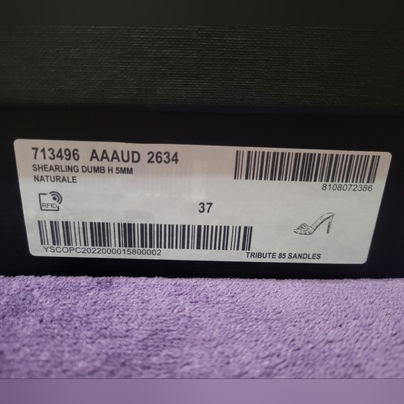 NIB Saint Laurent Tribute Genuine Shearling Heel Sandal - Picture 8 of 12